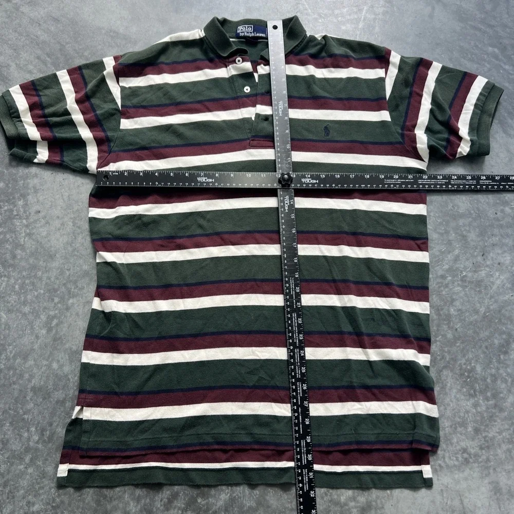 Vintage Polo Ralph Lauren Size Large Too Stripe Pony Green